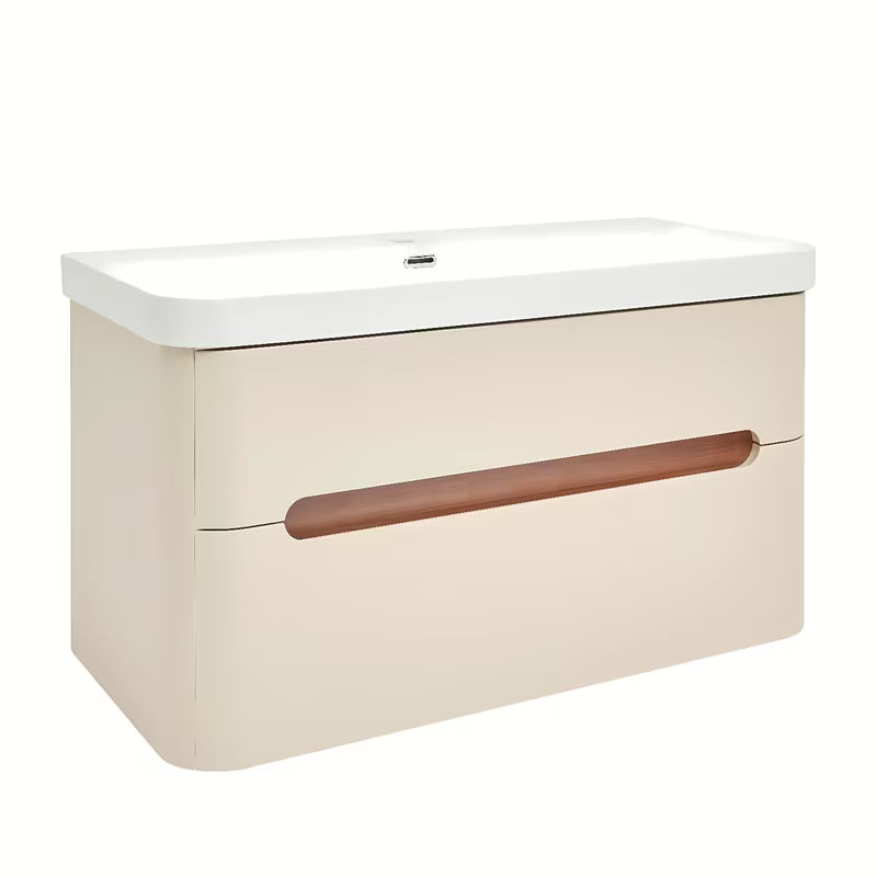 Viseča kopalniška omarica z umivalnikom SAT Fusion u mat pješčano bež boji