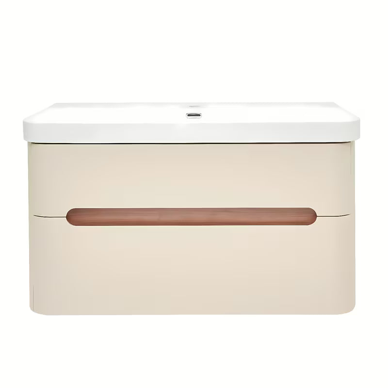 Viseča kopalniška omarica z umivalnikom SAT Fusion u mat pješčano bež boji