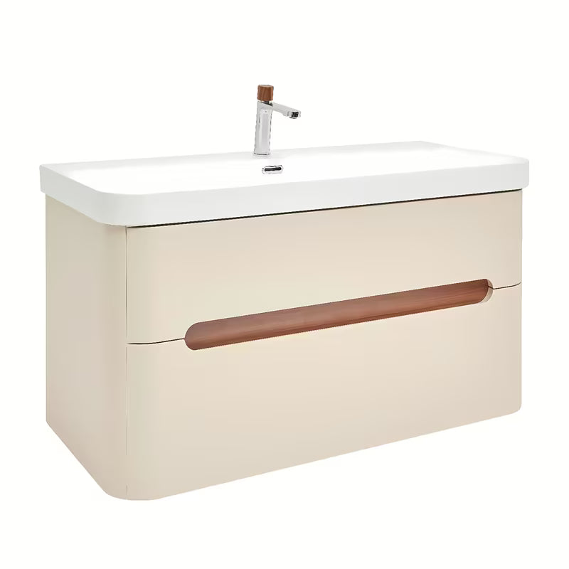 Viseča omarica z umivalnikom SAT Fusion u mat pješčano bež boji, 97,5x53x45 cm