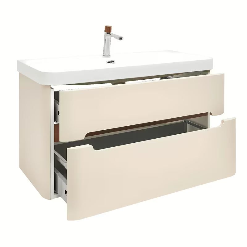 Viseča omarica z umivalnikom SAT Fusion u mat pješčano bež boji, 97,5x53x45 cm