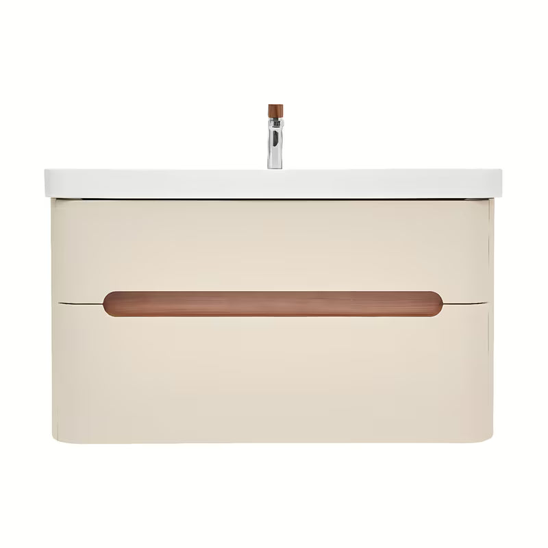 Viseča omarica z umivalnikom SAT Fusion u mat pješčano bež boji, 97,5x53x45 cm