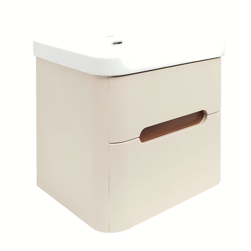 Viseča kopalniška omarica z umivalnikom SAT Fusion u mat pješčano bež boji