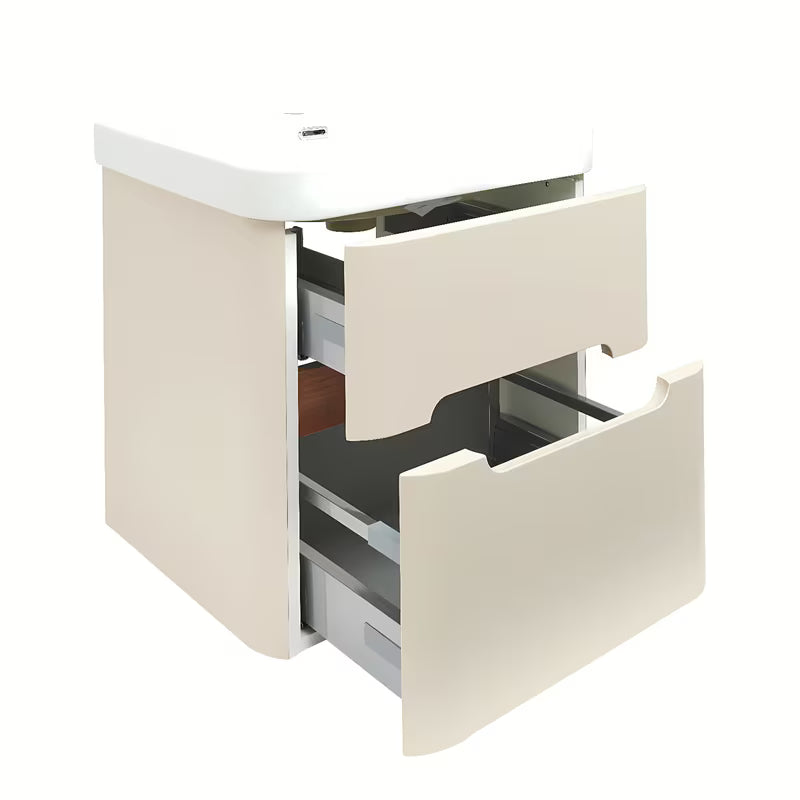 Viseča kopalniška omarica z umivalnikom SAT Fusion u mat pješčano bež boji