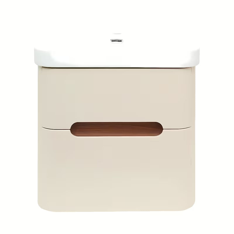 Viseča kopalniška omarica z umivalnikom SAT Fusion u mat pješčano bež boji