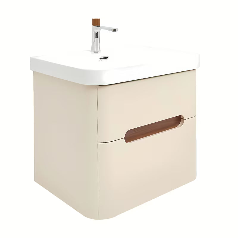 Viseča omarica z umivalnikom SAT Fusion u mat pješčano bež boji s dvije ladice