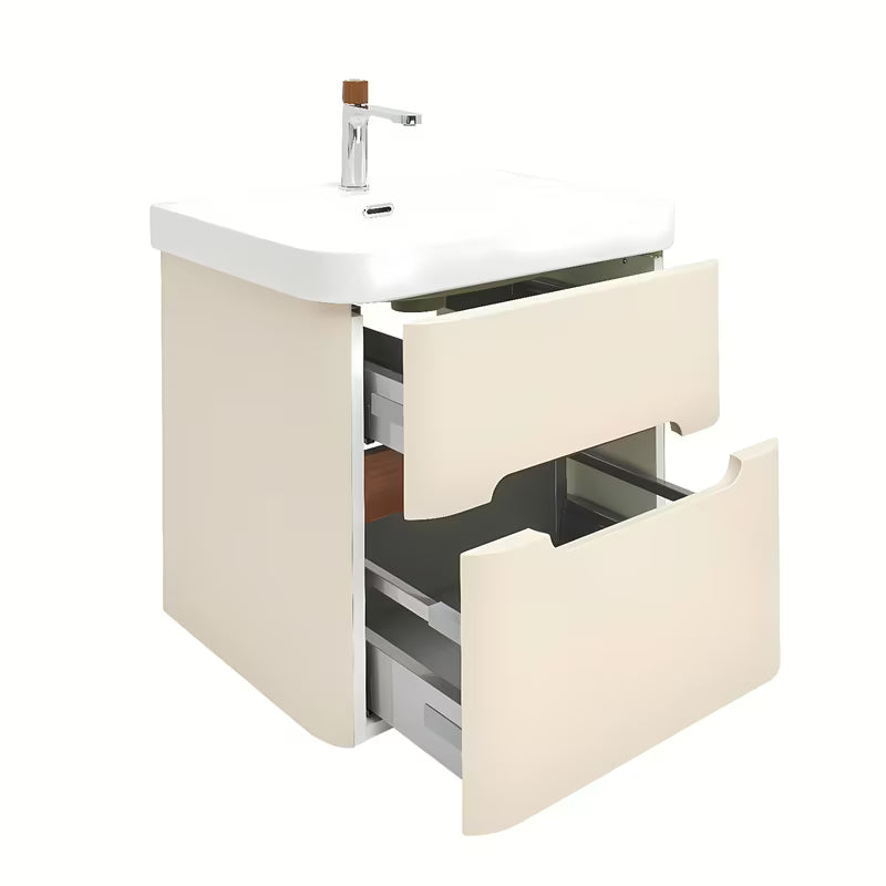 Viseča omarica z umivalnikom SAT Fusion u mat pješčano bež boji s dvije ladice