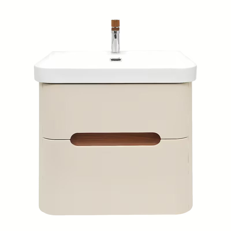 Viseča omarica z umivalnikom SAT Fusion u mat pješčano bež boji s dvije ladice