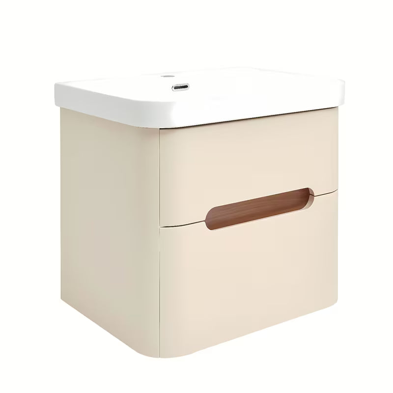 Viseča ormarić s keramičkim umivaonikom SAT Fusion u mat pješčano bež boji