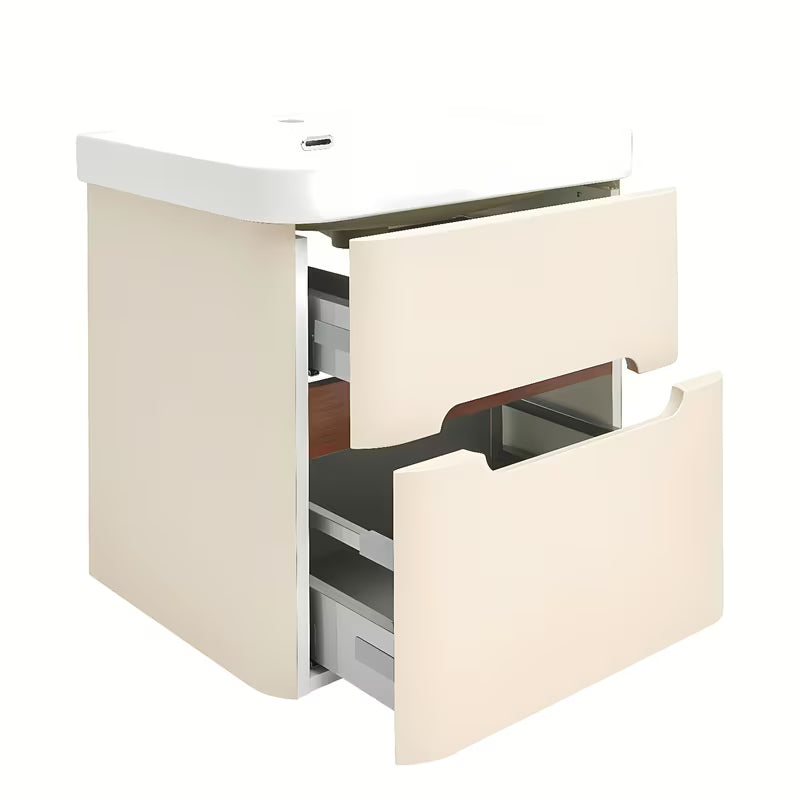 Viseča ormarić s keramičkim umivaonikom SAT Fusion u mat pješčano bež boji