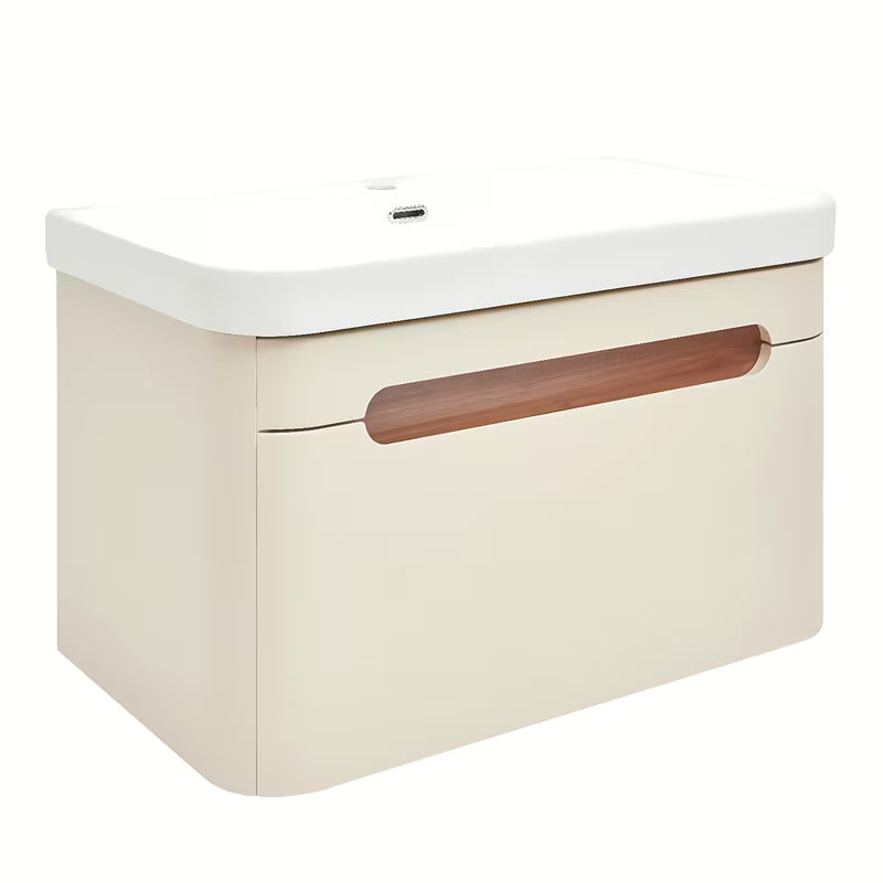 Viseča kopalniška omarica z umivalnikom SAT Fusion u pješčano bež mat boji