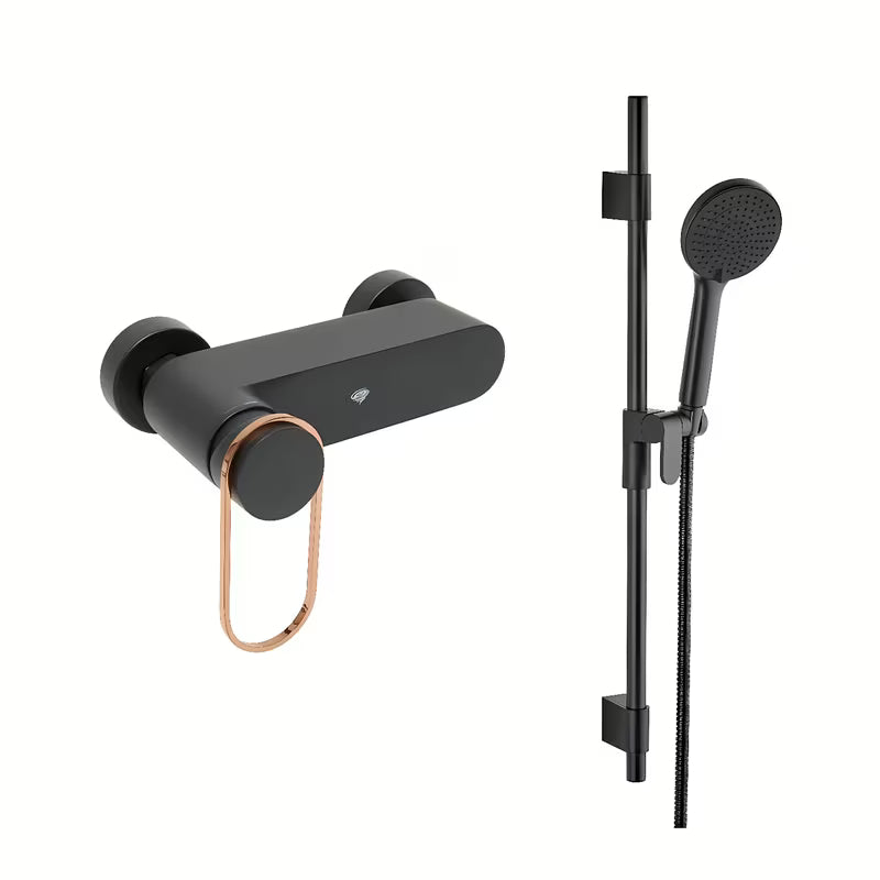 Stenska enoročna armatura za tuš SAT Fusion u mat crnoj boji s tuš setom