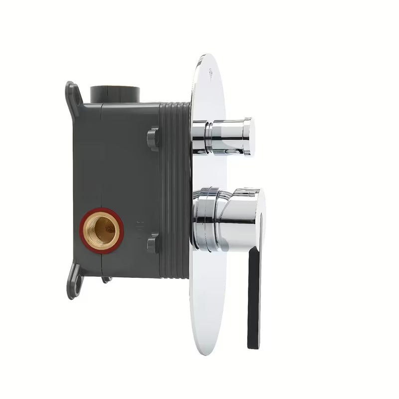 Podometna armatura za tuš SAT Fusion u sjajnoj krom izvedbi vključno s podometnim telesom.