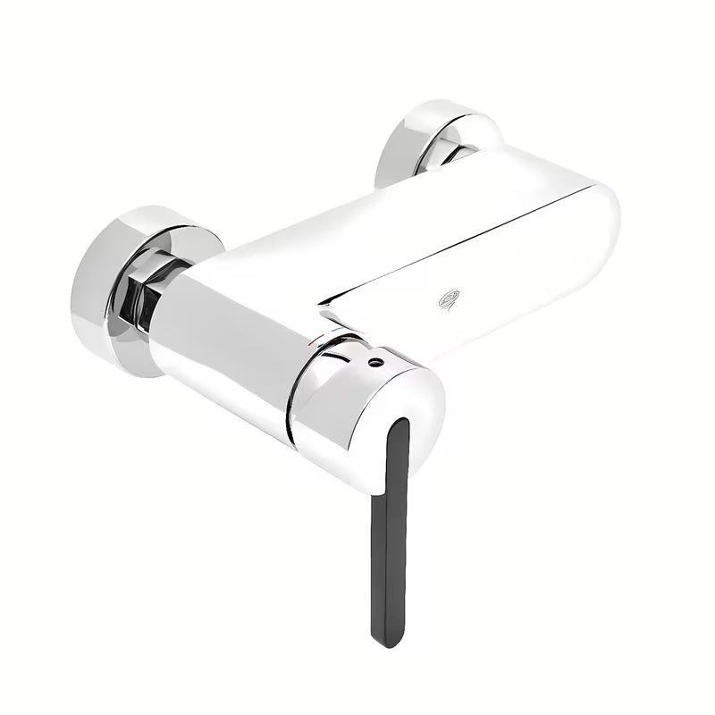 Kromirana enoročna armatura za tuš SAT Fusion brez tuš seta s crnom zamjenjivom ručicom