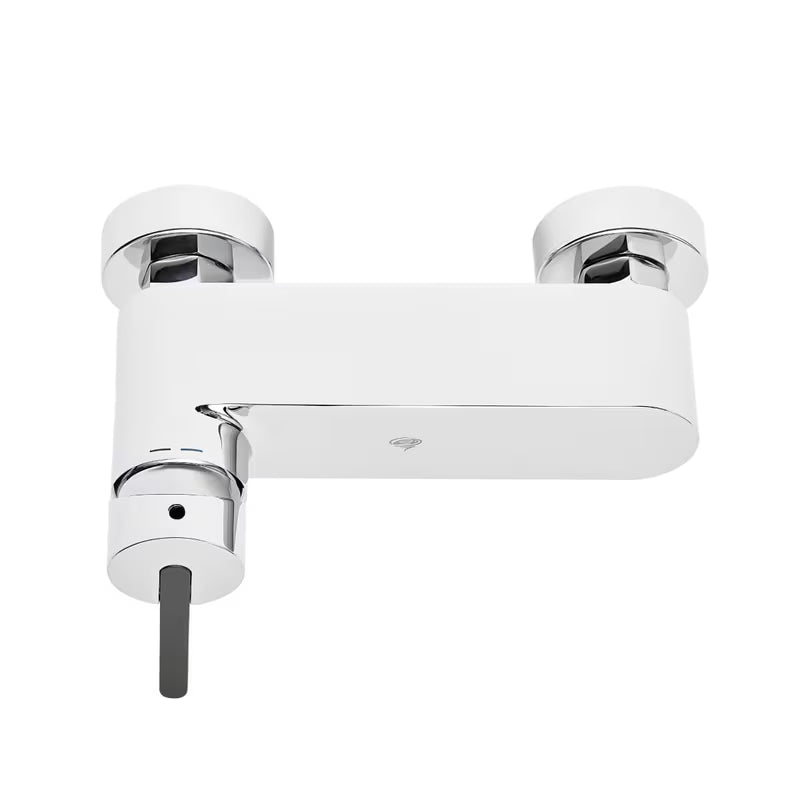 Kromirana enoročna armatura za tuš SAT Fusion brez tuš seta s crnom zamjenjivom ručicom