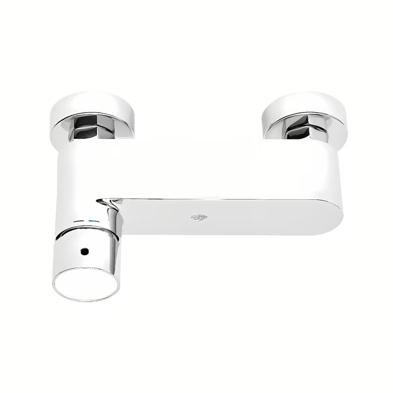 Stenska enoročna armatura za tuš SAT Fusion u krom izvedbi s bijelom staklenom ručicom