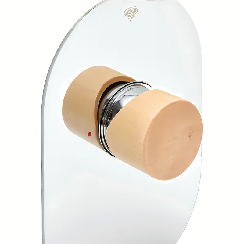 Podometna armatura za tuš SAT Fusion u imitaciji drva s ručicom i kromiranim detaljima.