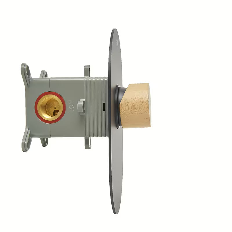 Podometna armatura za tuš SAT Fusion s ručicom u dekoru svijetlog drva i krom izvedbi.