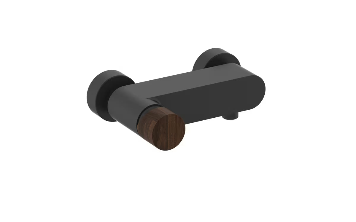 Tuš enoročna slavina SAT Fusion s ručicom u dekoru tamnog drva i mjedenom konstrukcijom