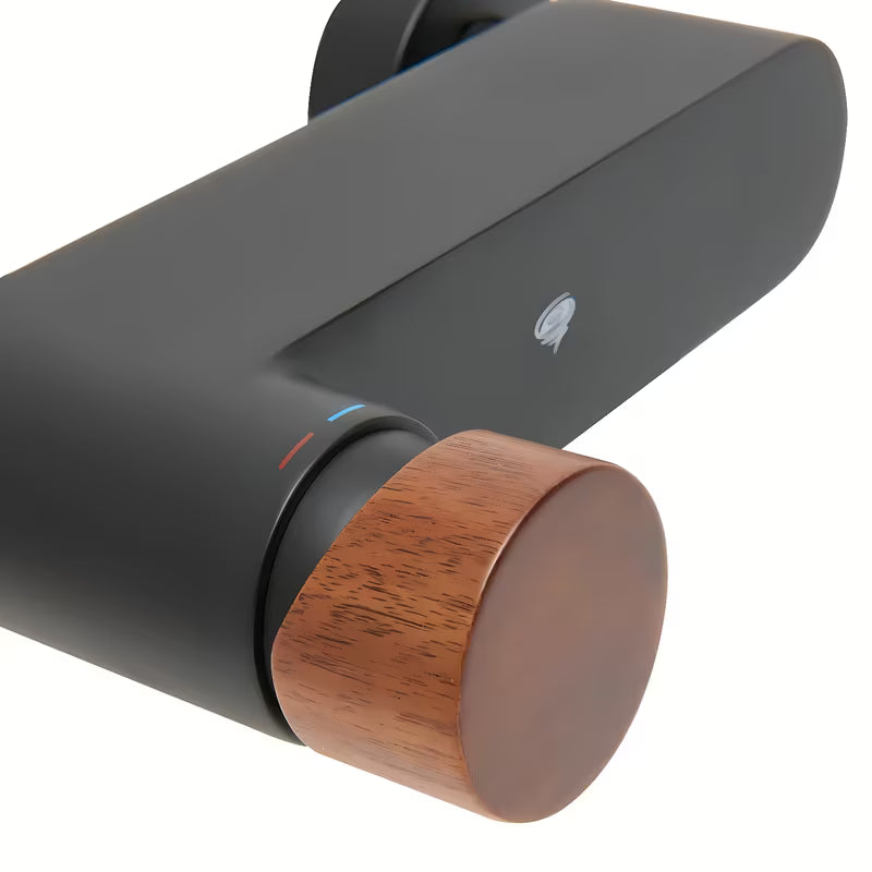 Tuš enoročna slavina SAT Fusion s ručicom u dekoru tamnog drva i mjedenom konstrukcijom