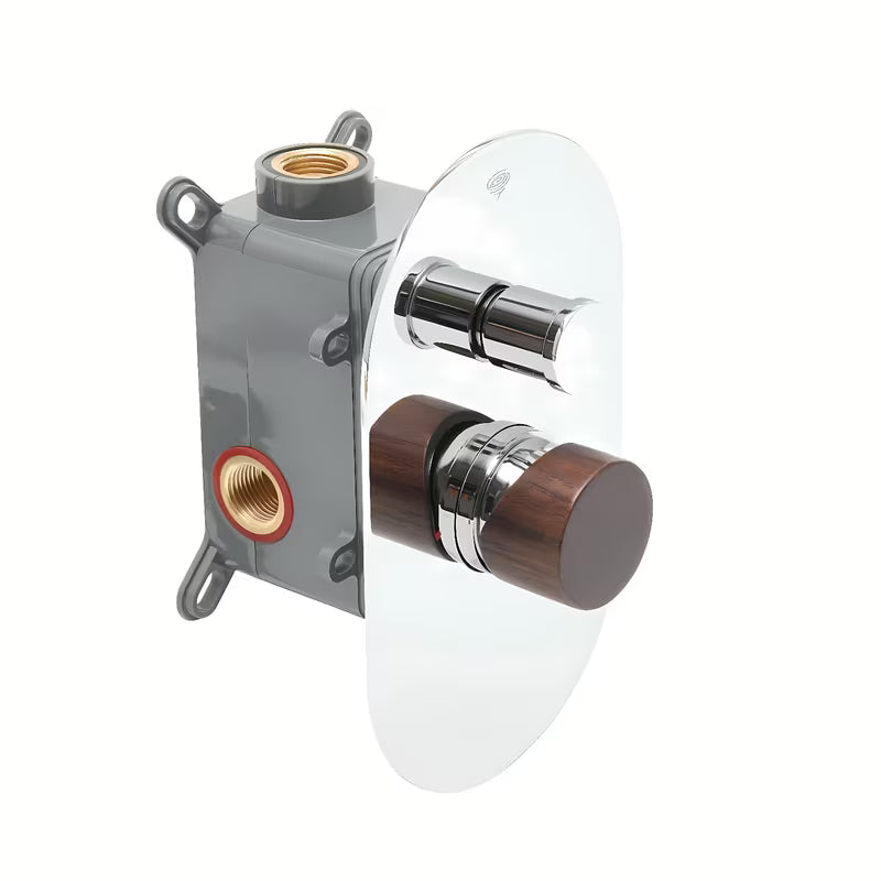 Podometna enoročna tuš i armatura za kad SAT Fusion u izvedbi tamnog drva sa sjajnom površinom