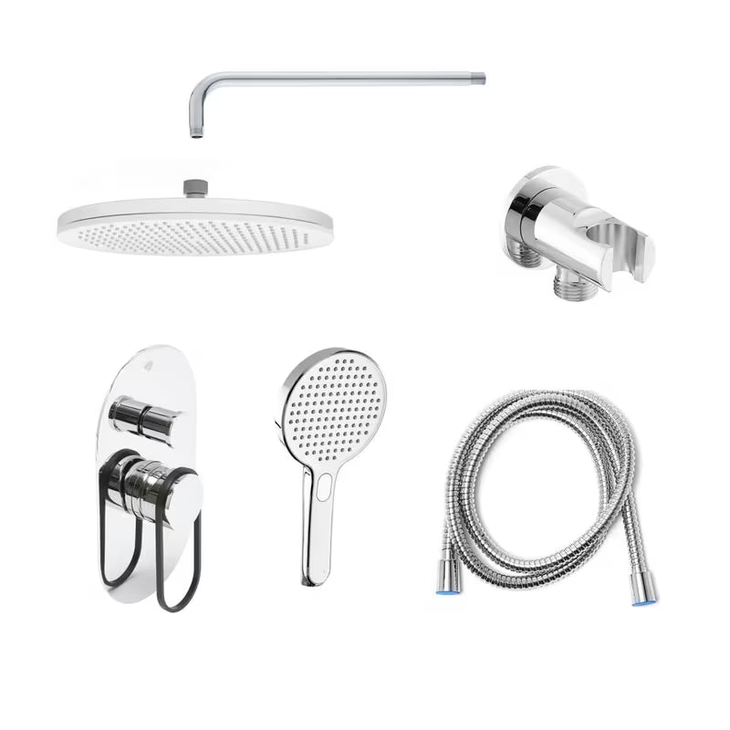 Podžbukni tušni sistem SAT Fusion u mat crnoj izvedbi s ručicom i tri načina tuširanja.