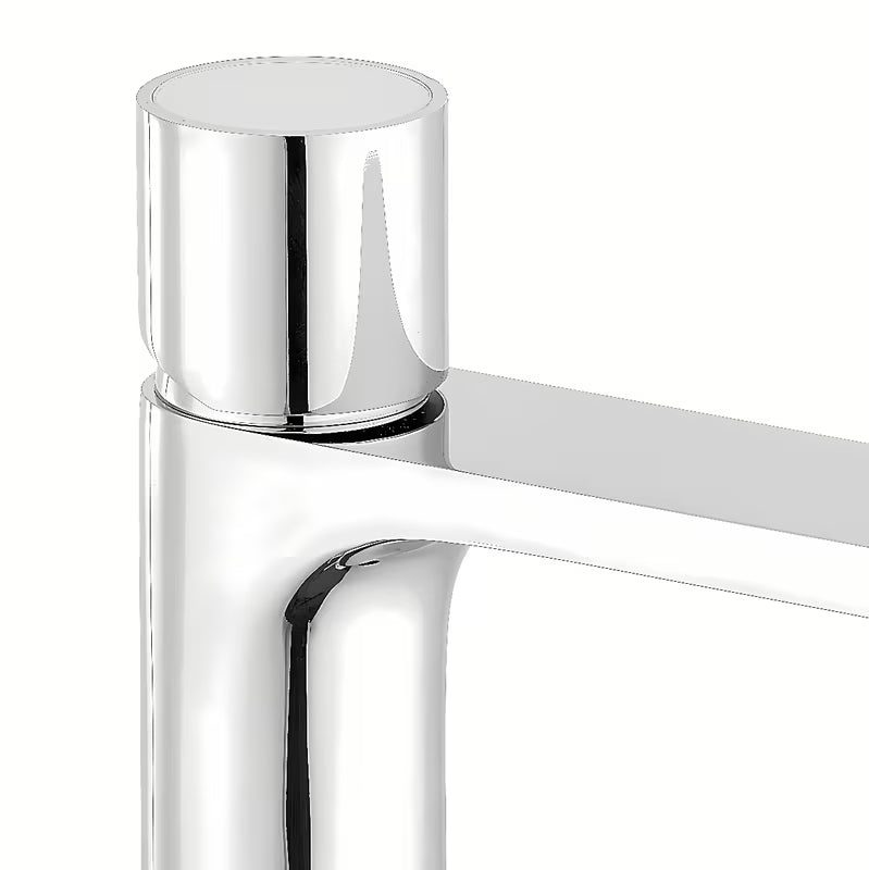 Kromirana armatura za umivalnik SAT Fusion s ručicom od bijelog stakla i štedljivim perlatorom