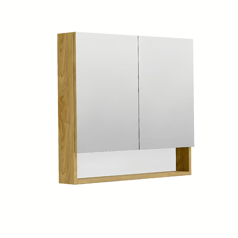 Omarica z Ogledalom SAT Cubeway 80x72x14 cm v dekorju hrasta hickory z dvema policama