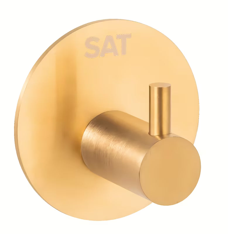 Kupaonski kavelj SAT od nehrđajućeg čelika u izvedbi brušeno zlato.