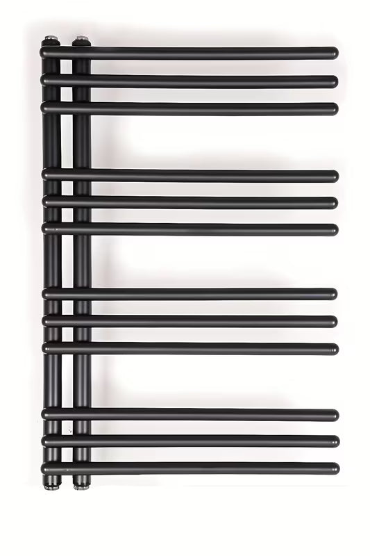 Kombiniran radiator SAT Hto 50x74 cm v črni mat barvi s sredinskim priklopom
