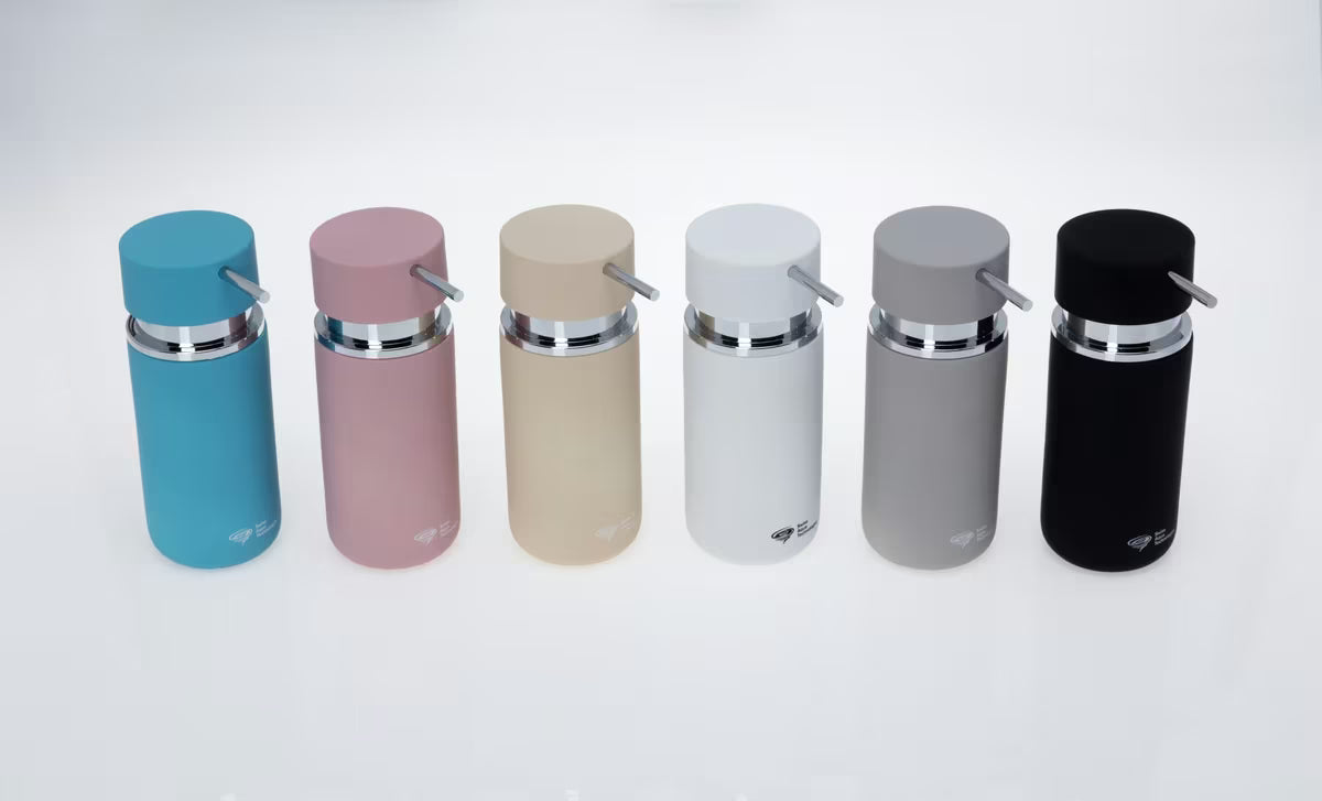 Samostoječi dozator tekućeg sapuna SAT Infinitio u mat tirkiznoj boji.