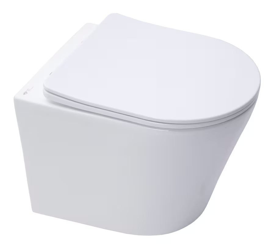 Beli viseča WC školjka SAT Infinitio s skritim pritrjevanjem in sedežem z mehko Zapiranje Soft Close.