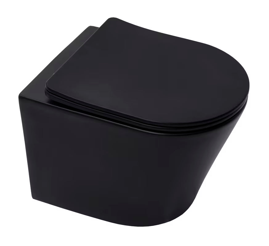 Viseča WC Školjka SAT Infinitio v črni mat izvedbi s wc desko mehko Zapiranje Soft Close in s skritim pritrjevanjem