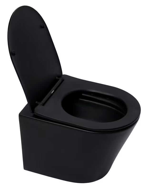 Viseča WC Školjka SAT Infinitio v črni mat izvedbi s wc desko mehko Zapiranje Soft Close in s skritim pritrjevanjem