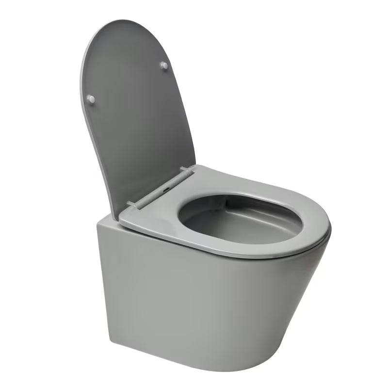 Viseča WC Školjka SAT Infinitio v sivi mat izvedbi s skritim pritrjevanjem in sedežem mehko Zapiranje Soft Close.