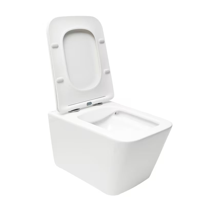 Bel viseča WC školjka SAT Infinitio pravokotne oblike s wc desko mehko Zapiranje Soft Close in skritim pritrjevanjem