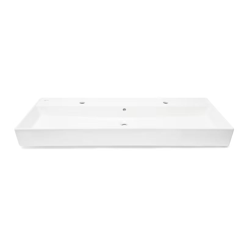 Beli keramični umivalnik SAT Infinitio 121,4x46,9 cm s prelivom