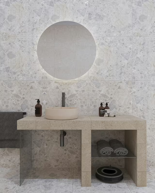 Mat rjav keramični umivalnik na ploščo SAT Infinitio 39x39 cm brez preliva