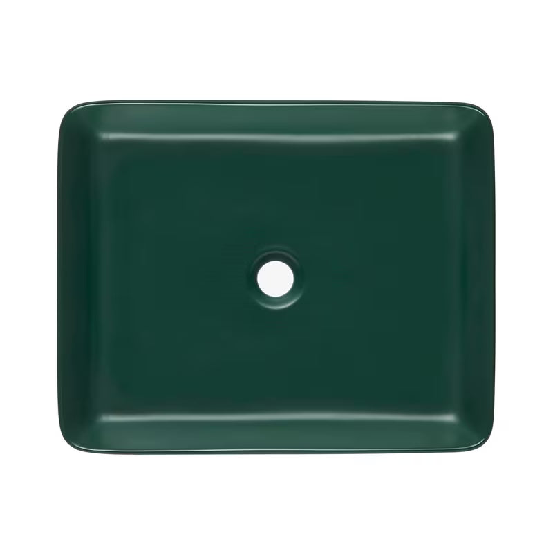 SAT Infinitio keramični umivalnik na ploščo 50x40 cm v temno zeleni mat barvi brez preliva.
