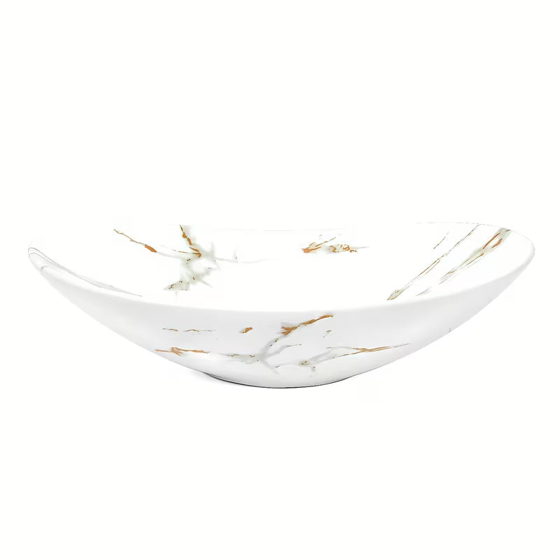SAT Infinitio umivalnik na ploščo brez preliva v mat beli barvi z videzom marmorja 61,5x36 cm