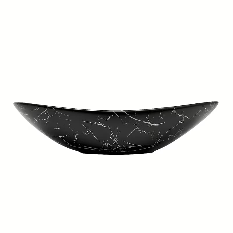 Umivalnik na ploščo SAT Infinitio brez preliva v črnem mat marmornem dekorju 61,5x36 cm