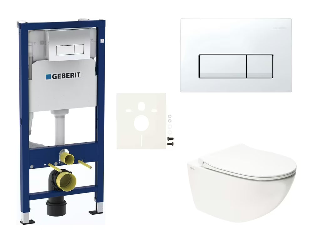 Viseči WC set SAT Infinitio z kotličkom Geberit Duofix in splakovalno tipko Delta