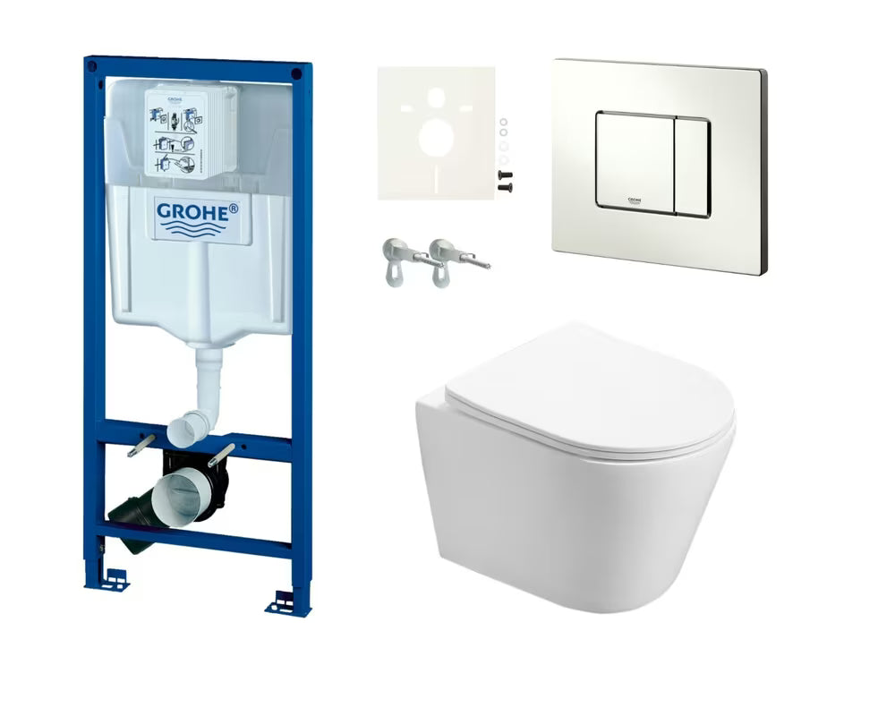 Viseči WC set SAT Infinitio s podometnim modulom Grohe Rapid SL in tipko za splakovanje