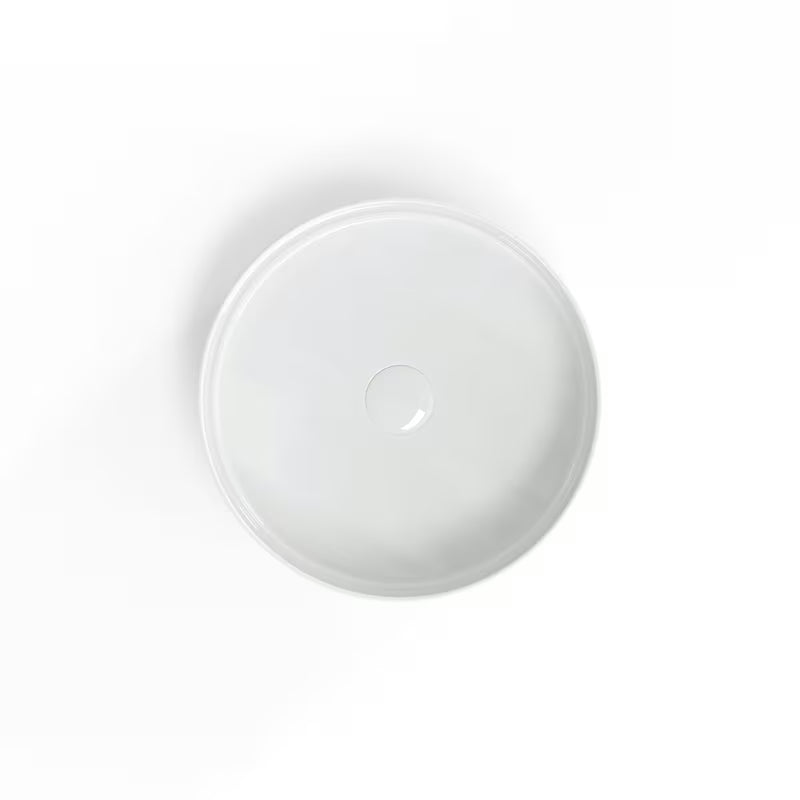 Bijeli keramički umivalnik na ploščo SAT Infinitio 39 x 39 cm okruglog oblika brez preliva