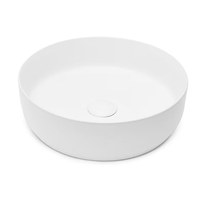 Mat bijeli tankostijeni keramički umivalnik na ploščo SAT Infinitio 39x39 cm