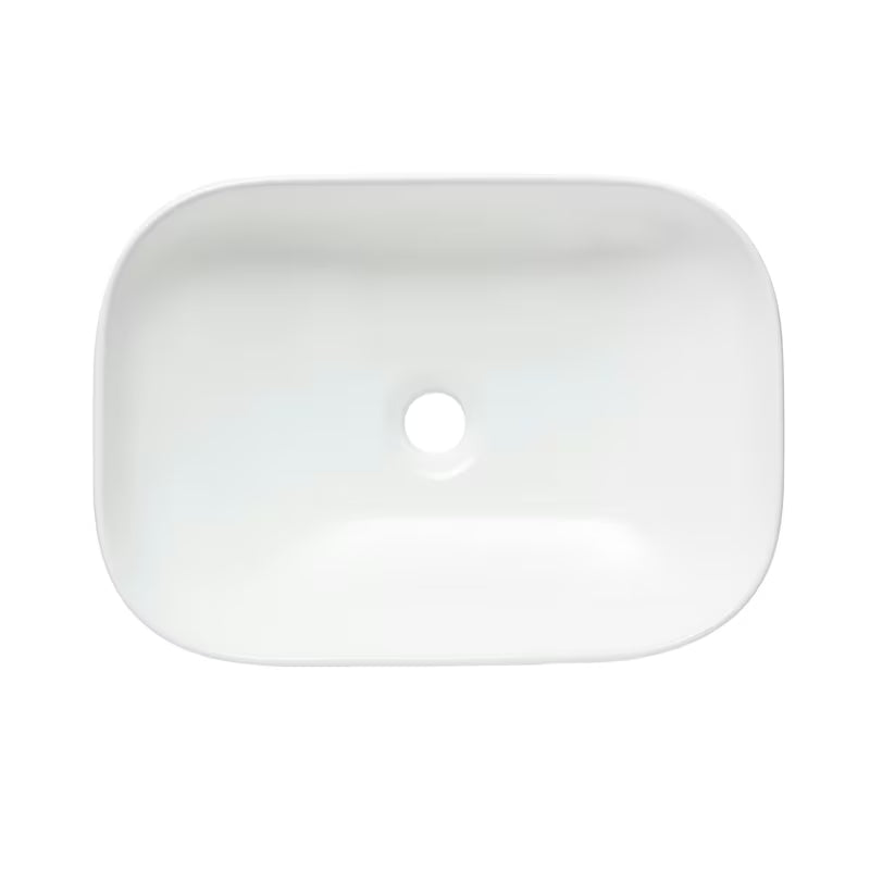 Sjajni bijeli keramički umivalnik na ploščo SAT Infinitio brez preliva dimenzija 45,5x32,5 cm.
