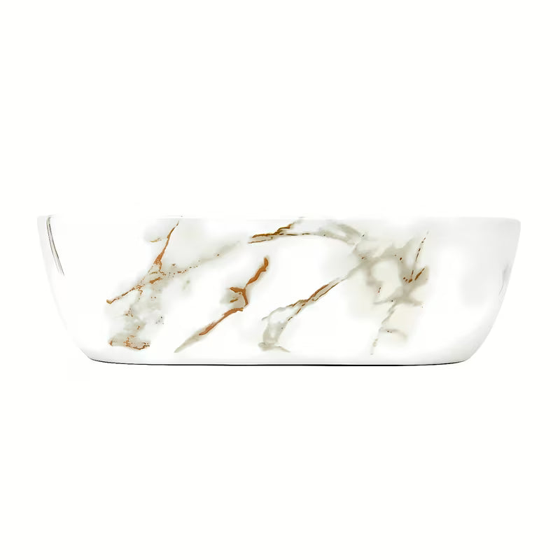 SAT Infinitio umivalnik na ploščo brez preliva u mat bijeloj boji s mramornim dizajnom, 45,5x32,5 cm