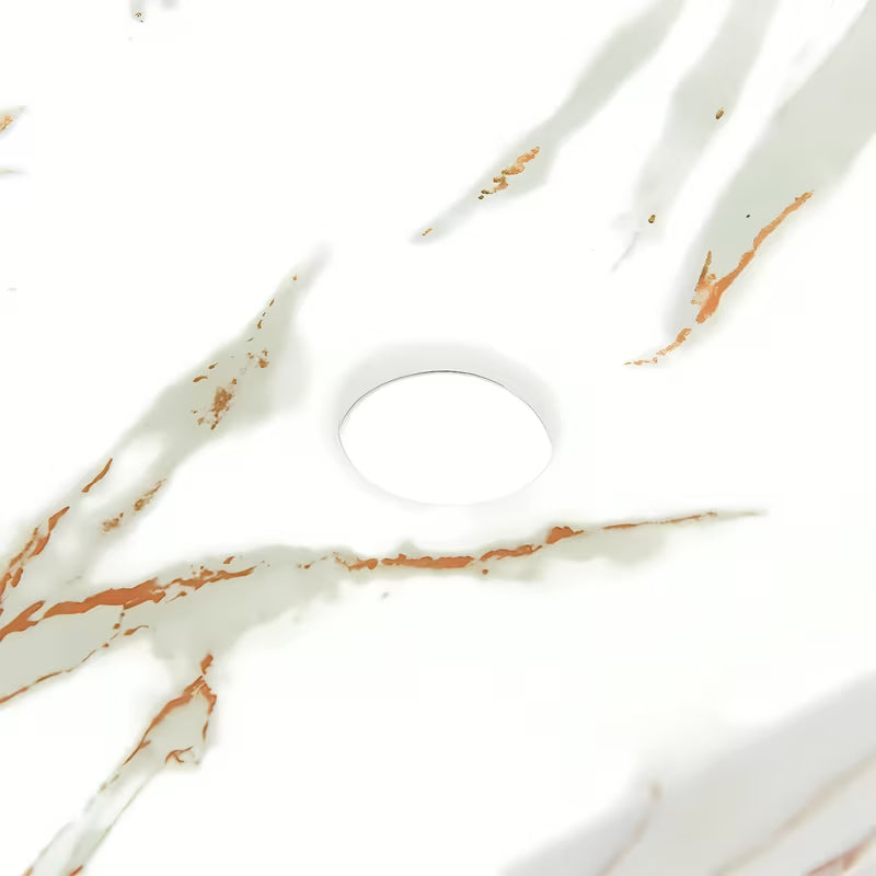 SAT Infinitio umivalnik na ploščo brez preliva u mat bijeloj boji s mramornim dizajnom, 45,5x32,5 cm