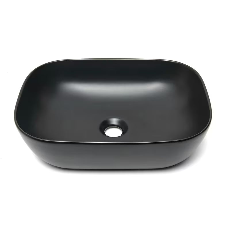 Mat crni keramički umivalnik na ploščo SAT Infinitio brez preliva, ovalnog oblika, 45,5x32,5 cm.