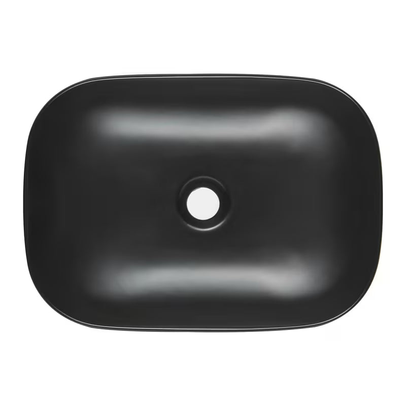 Mat crni keramički umivalnik na ploščo SAT Infinitio brez preliva, ovalnog oblika, 45,5x32,5 cm.