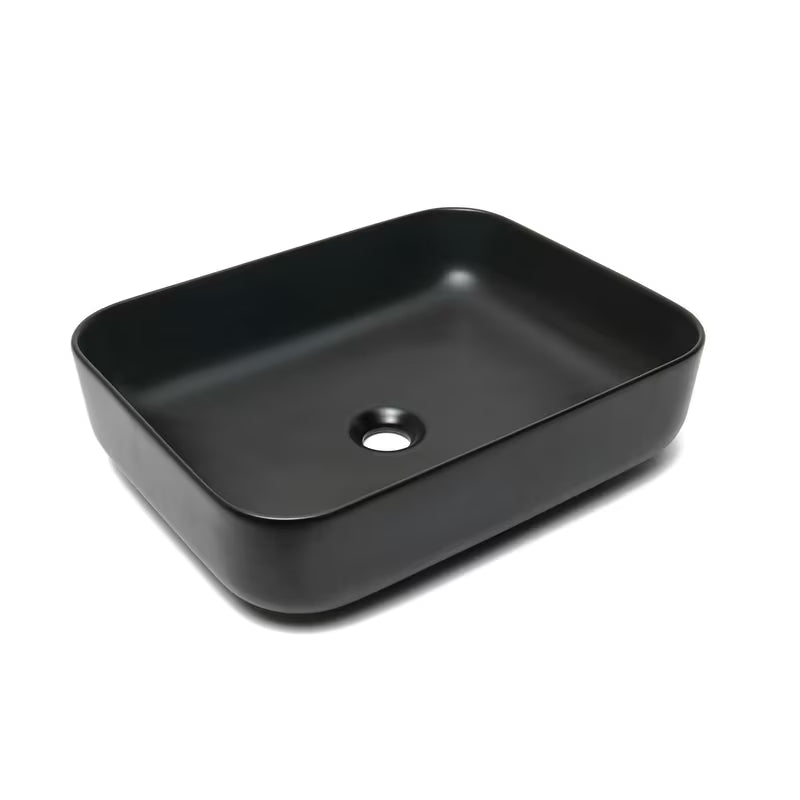 Mat crni keramički umivalnik na ploščo SAT Infinitio brez preliva, 50x39 cm